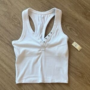 NWT Aerie White Ribbed Racerback Cami Tank Top